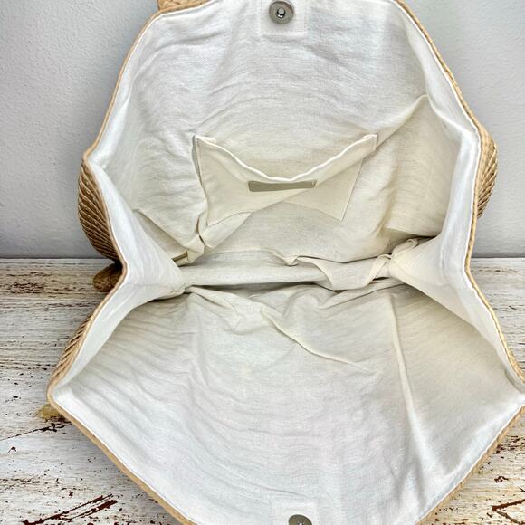 BTB Los Angeles Sunrise Suntan Sunset Embroidered Straw Tote Bag NWT - Picture 4 of 13